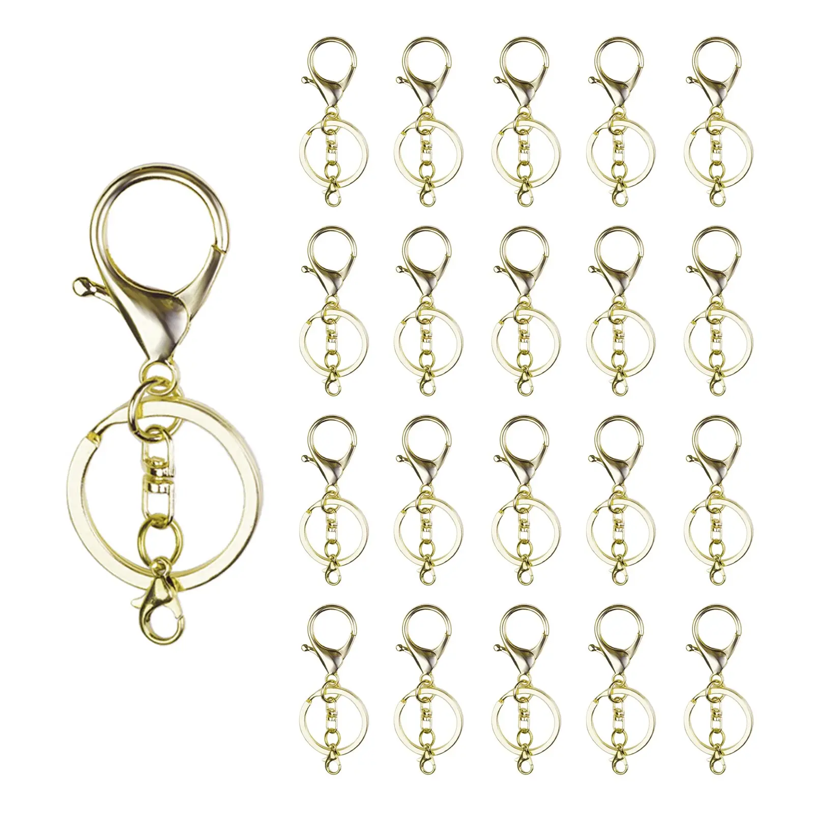 20 Sets Lobster Claw Clasps Hook with Flat Split Keychain Ring with Swivel Trigger Clip with Little Lobster Clasp for DIY Craft Jewelry Making,Christmas Party Gifts,Hand Tools Kits