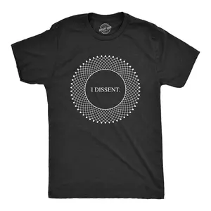 Mens I Dissent T Shirt RBG Ruth Bader Ginsburg Lace Collar Graphic Novelty Tee Mens Funny T Shirts Cool Vintage Fashion T-Shirt Gift Classic Menswear Funny Political Short Sleeve Novelty Tees for Guys Black