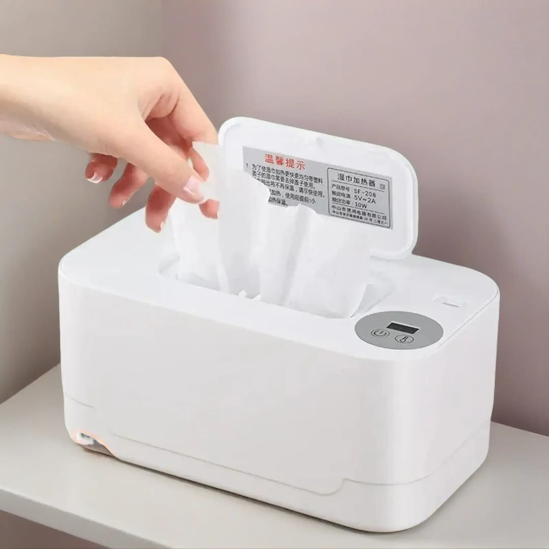 Portable Baby Wet Wipe Heater Baby Wipe Heater with LED Display Wipe Heater Wipe Heating Box USB Charging Temperature Regulation