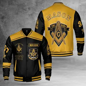 Freemason Custom Varsity Jacket Personalized Name Design, Unique Streetwear Style, Casual Outfit