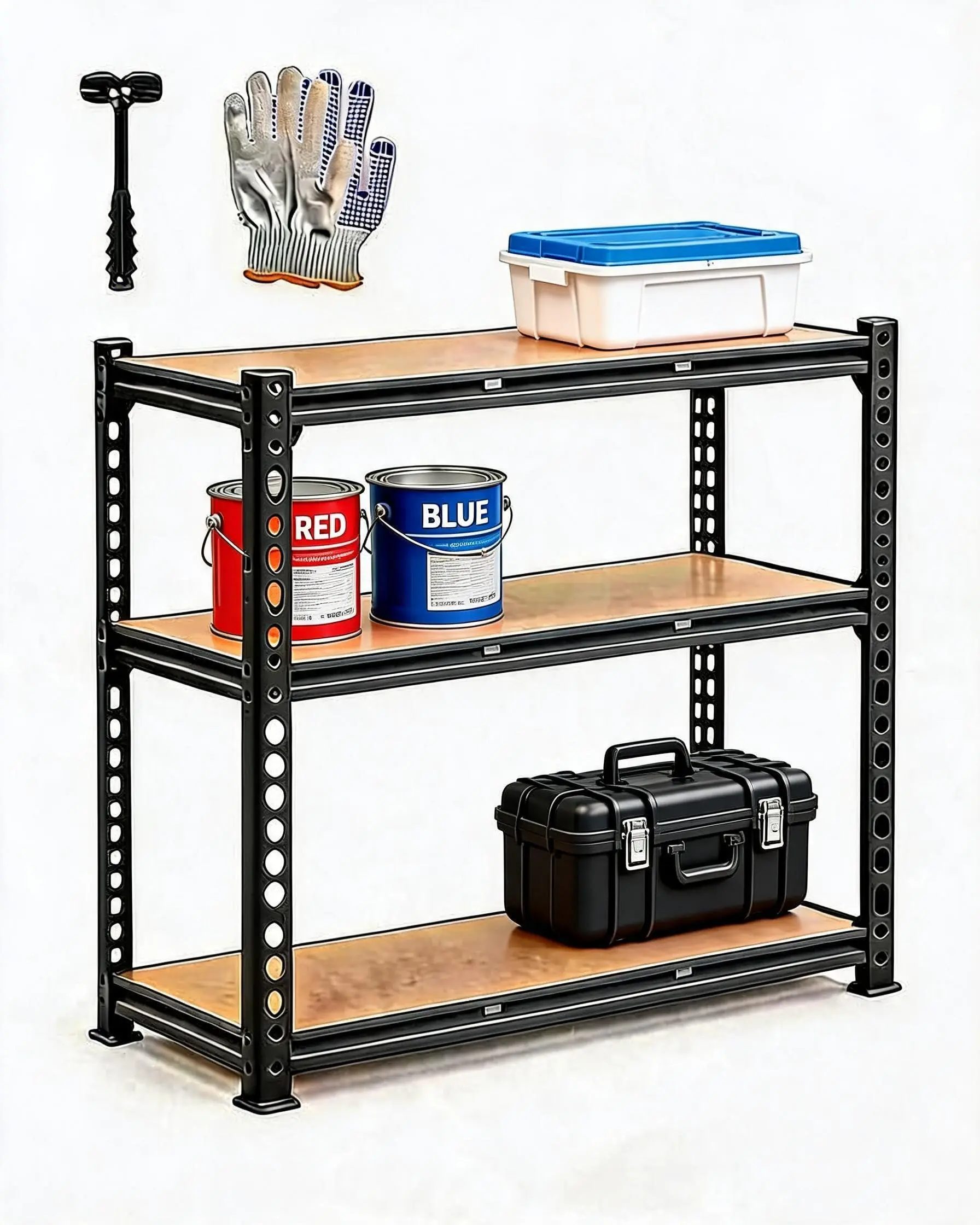 3 Tier Adjustable Garage Shelving Units, 1320 Lbs Metal Rack Shelf | Heavy Duty 60" W x 24" D x 36" H Inches Utility Storage Shelves, Freestanding Shelving Units for Shed, Basement
