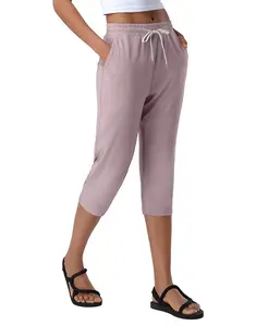Pioneer Camp Women's Capri Yoga Pants Wide Leg Loose Stretch Athletic Sweatpants Causal Cropped Pajama Pants with Pockets