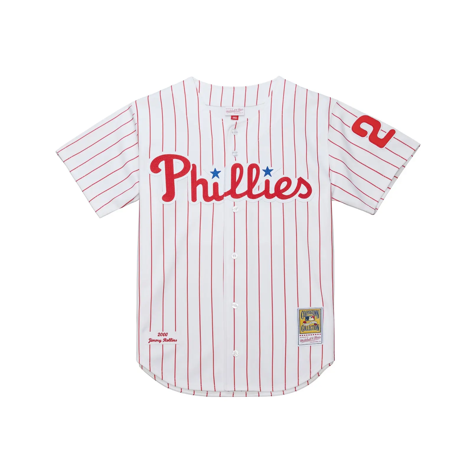 Jimmy Rollins Philadelphia Phillies White 2000 Authentic Jersey - Mitchell & Ness MLB Throwback, 00s Retro Baseball Jersey