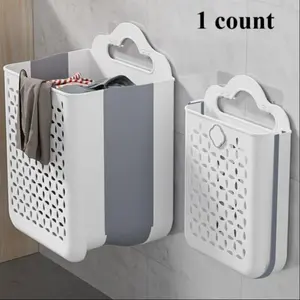 Foldable Laundry Basket, Folding Laundry Basket, Wall Mounted Storage Basket, Modern Durable Plastic Storage Basket for Clothes, Toys, Snacks, Fruits