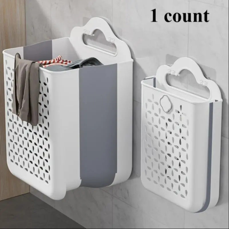 Foldable Laundry Basket, Folding Laundry Basket, Collapsible Laundry Hamper, Wall Mounted Storage Basket, Modern Durable Plastic Storage Basket for Clothes, Toys, Snacks, Fruits, Clothes Baskets, Laundry Bin