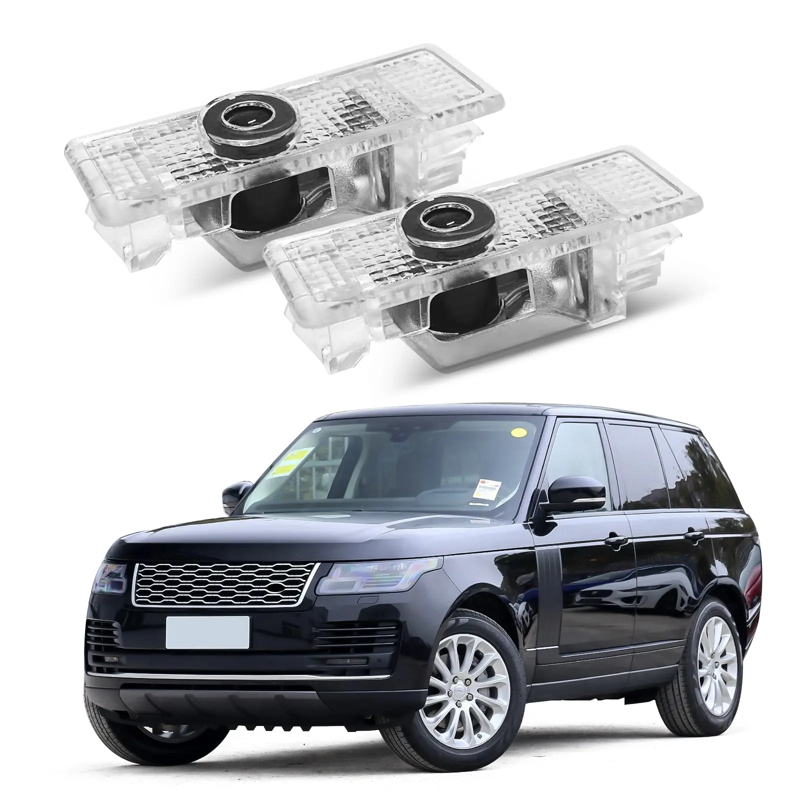 2Pcs Door Lights Logo for Range Rover Discovery Defender Car Welcome Courtesy Lights Shadow Ghost Lamp LED Projector Puddle Lights Auto Accessories (White & Green)