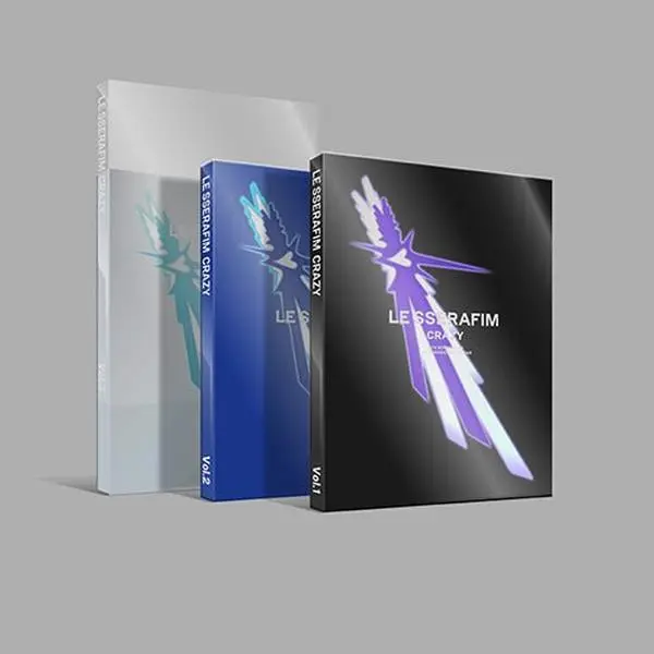 LE SSERAFIM – CRAZY 4th Mini Album [Standard Ver | Vol.1 Black / Vol.2 Blue / Vol.3 Silver] Official K-Pop CD + 80p Booklet + Lyric Book + Photocard + Folding Poster + Paper Toy