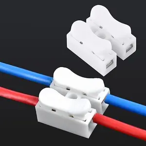50pcs 5A 220V 2 Pin Push Quick Wire Cable Connector Spring Clamp Terminal White Wiring Terminal Fast Wire Connection outdoorfun
