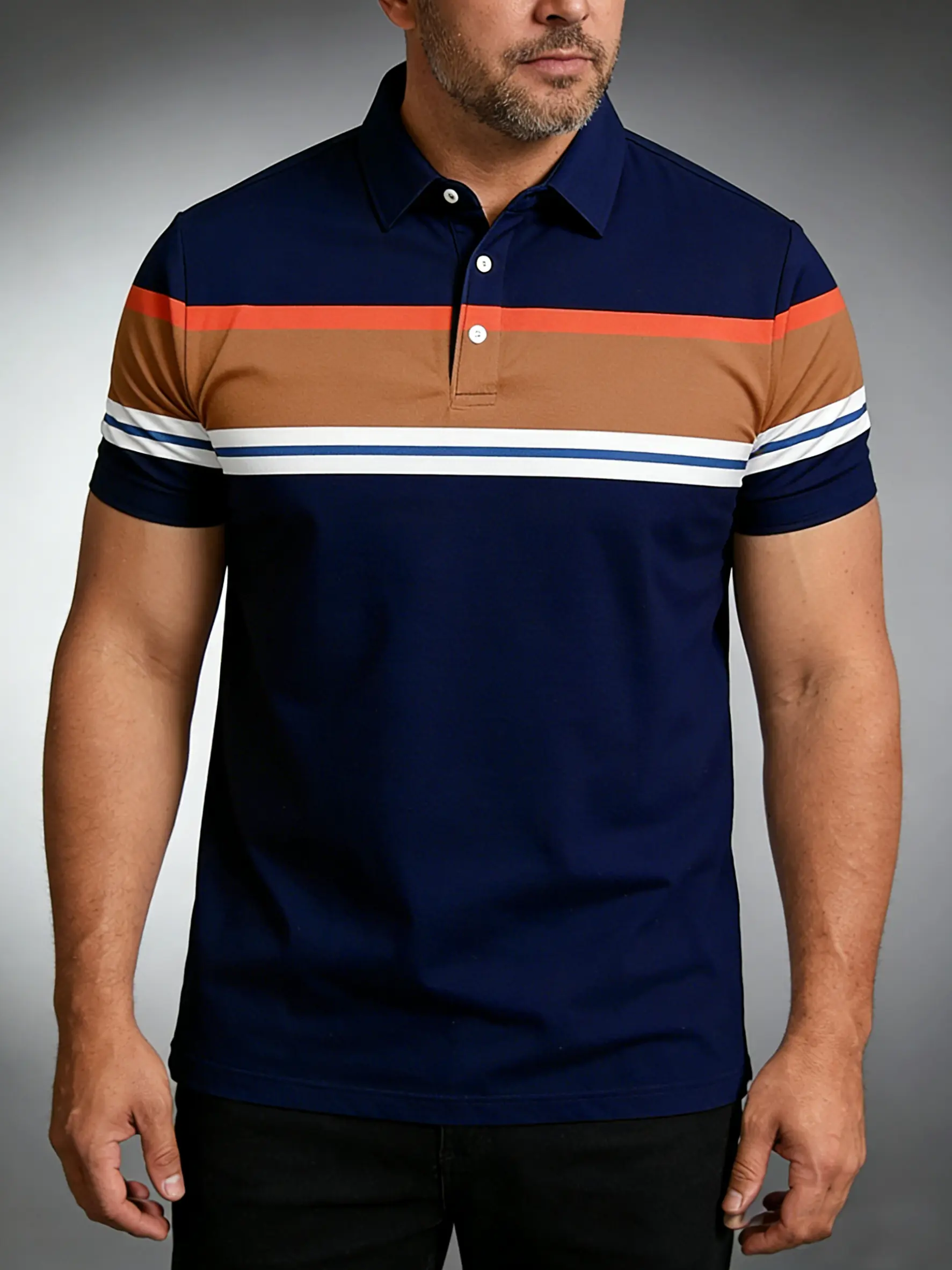 Men's short sleeved collar golf shirt, stylish for work commuting and daily wear