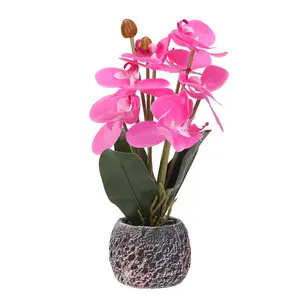 Artificial Pink Orchid Plant with Pot – Realistic Faux Flower for Home & Office Decor Home Decoration