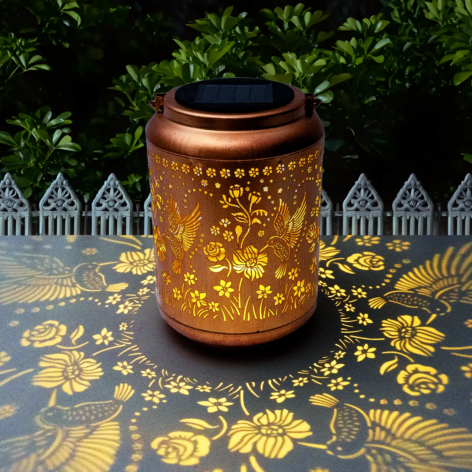 Solar Hummingbird Lights Outdoor, Waterproof Hanging Metal Watering Can Light Solar Decorations, Solar Kettle Lights Holiday Displays for Garden Patio Path Yard Lawn Ornaments