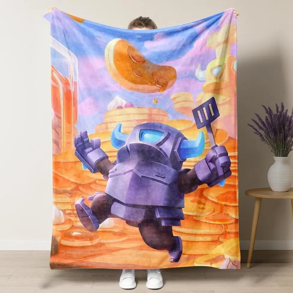 Clash Royale Mini Pekka Cute Soft Blankets Kids Plush Throw Pancakes Blanket Street Trend Couch Bed Flannel Bedspread Sofa Bed Cover  Christmas gift  Dream Weave Home Applies to Super soft  decorative sofa/sofa/bedroom