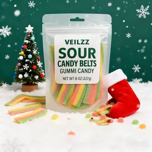 Veilzz Sour Candy Belts - Rainbow Acid Leather Candy with Rich Fruity Aroma & Colorful Stripes for Sweet Adventure Snack 8 oz Soft Chewy Texture Perfect for Sharing
