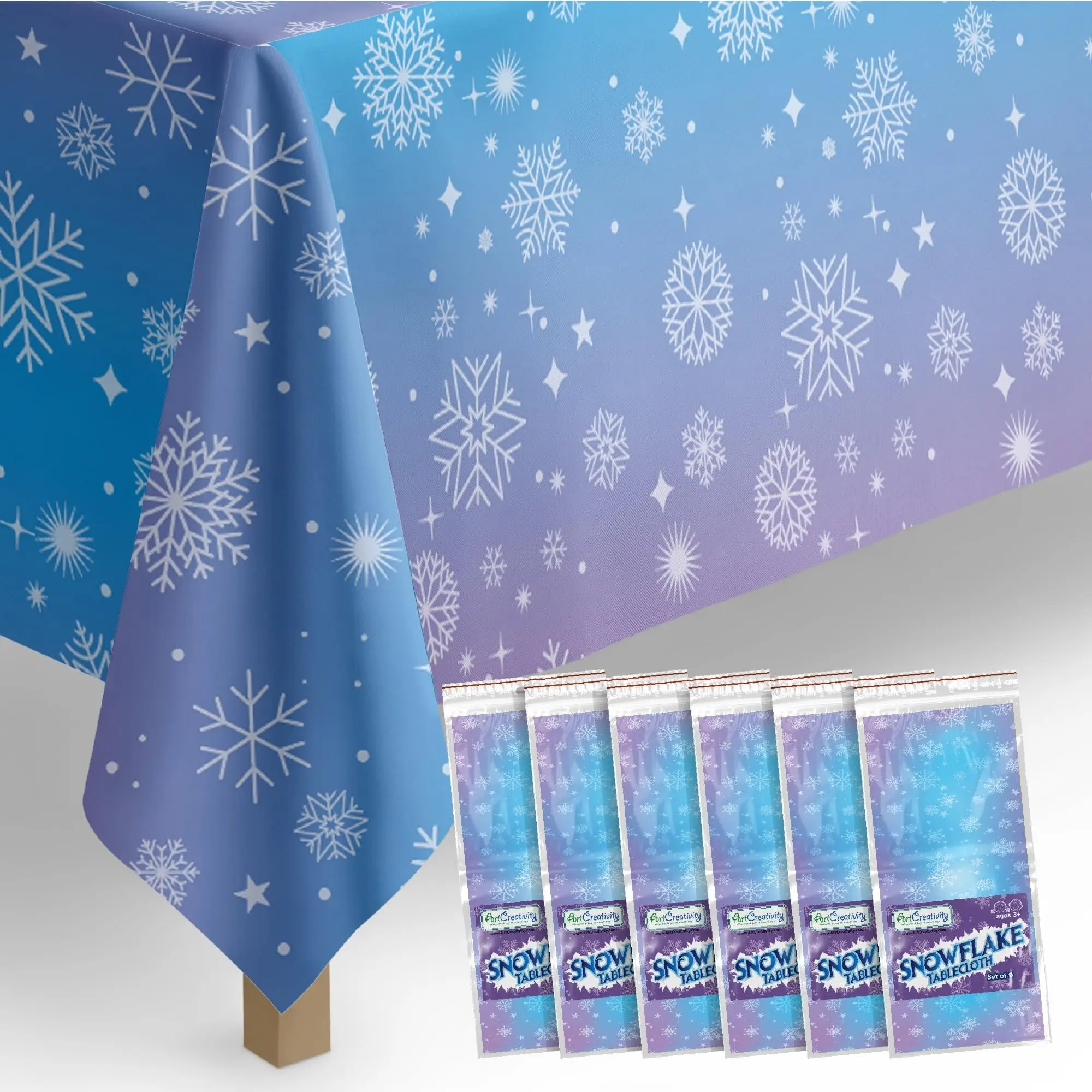 Snowflake Tablecloth - 6 Pack - 58” x 108”