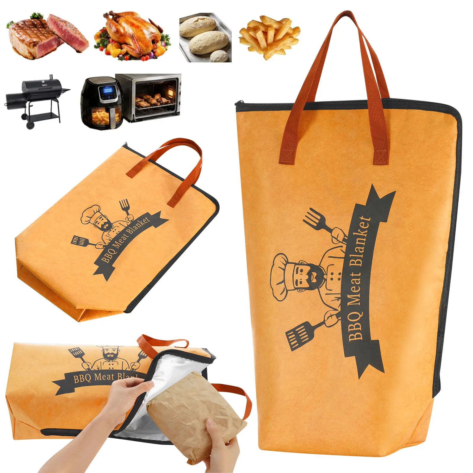 【DealsForYouDays】Insulated BBQ Blanket for Resting Meat, 21 in Heavy-Duty Reusable BBQ Accessories for Brisket/Pork/Beef/Turkey, Air Fryer/Dough/Kitchen/Smoker Accessories Party Picnic Camping, Anniversary Birthday Gift for Men Woman