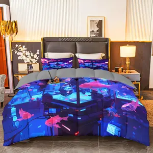 3pcs (1 comforter + 2 pillowcases) Microfiber Bedding Set, All-Season Soft Cozy Hypoallergenic, Wrinkle & Fade Resistant, Easy Care, Twin/Queen/King Size, Modern Abstract Pattern, Premium Quality Durable Fabric for Bedroom Guest Room Home Dorm