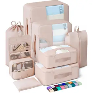 8 Set Packing Cubes for Travel, Beach Vacation Essentials Accessories for Cruise Ship, Suitcase Organizer Bags for Luggage with Hanging Toiletry & Shoe Bag, Birthday Gifts for Women Mom Her