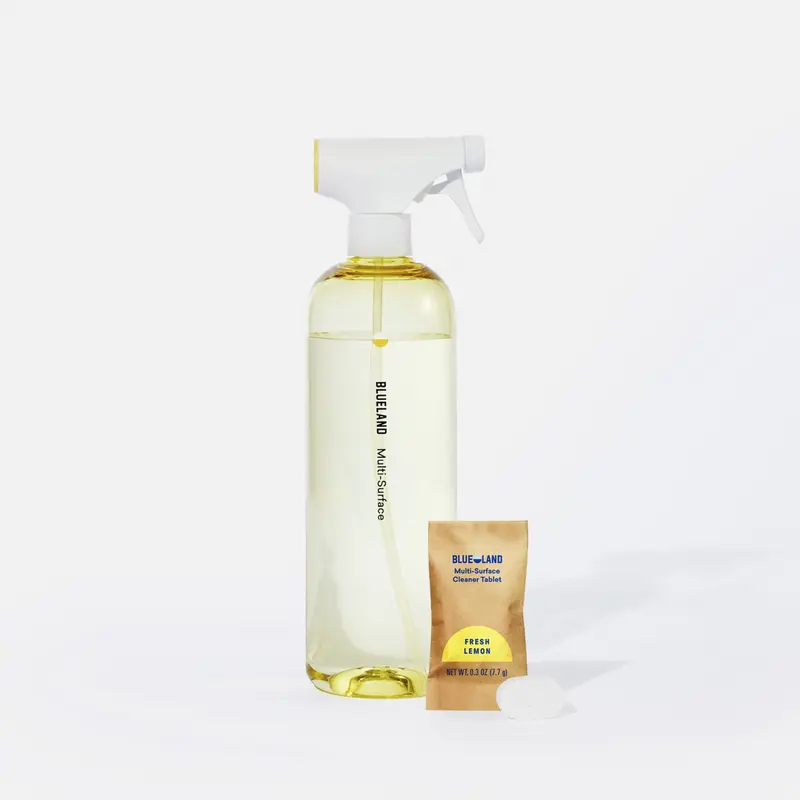 Blueland Multi Surface Cleaner, Mineral & Plant-Based, Spray Bottle + Plastic-Free All Purpose Household Cleaning Refill Tablets, Lemon
