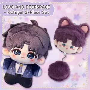 2pcs, Love and Deepspace Anime Plush Doll + Cute Plush Keychain, Collectible Stuffed Character Figure, Soft Toy - Keychain Set, Keychain Bag Car Charm, Home Decor, Birthday Christmas Gift for Anime Fans Teens, Stuffed Animal Keychain
