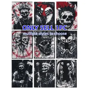 Mysterious Necromantic Skull Punk Print Thorn Embroidery Patch, Self-Adhesive Iron-On Applique, Embroidered Patches, Perfect for Clothes Jackets Bags Hats Accessories