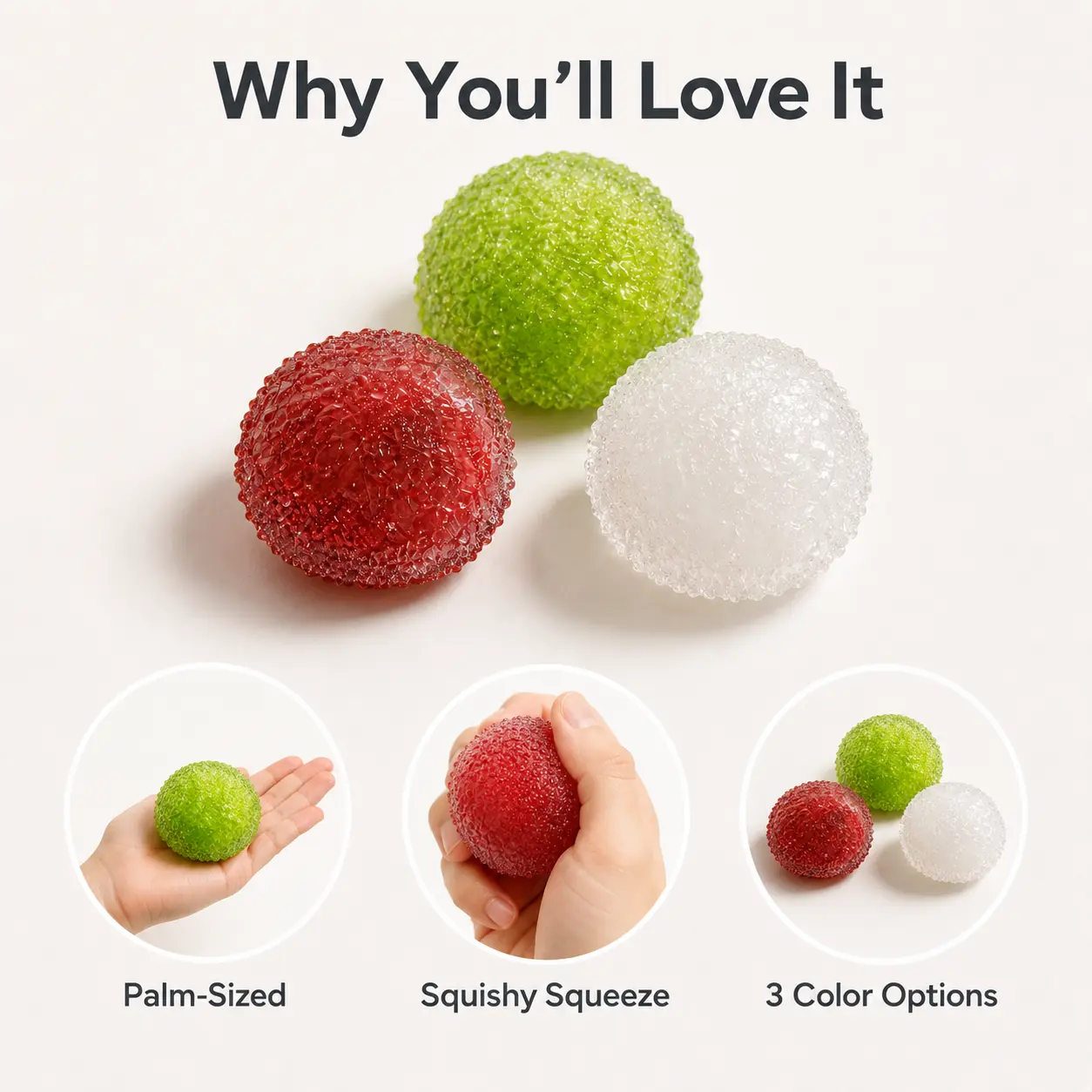 Colorful Jelly Ball Stress Relief Toy - 6 cm Bumpy Textured Sensory Fidget Toy for Fidgeting, Softness-Focused Handheld Desk Squeeze Gift