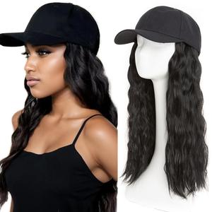 MY-LADY 16inch Long Wavy Hair With Baseball Cap Wave Curly Hair Hat Wigs Synthetic Hair Extensions For Women Heat Resistant Wigs