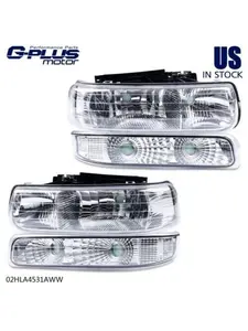Bumper Headlight/Lamp Clear Side Chrome Fit For 99-02 Silverado/00-06 Suburban New