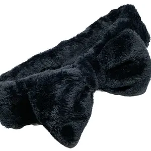 Black Microfiber Fleece Spa/Makeup Bow Headband
