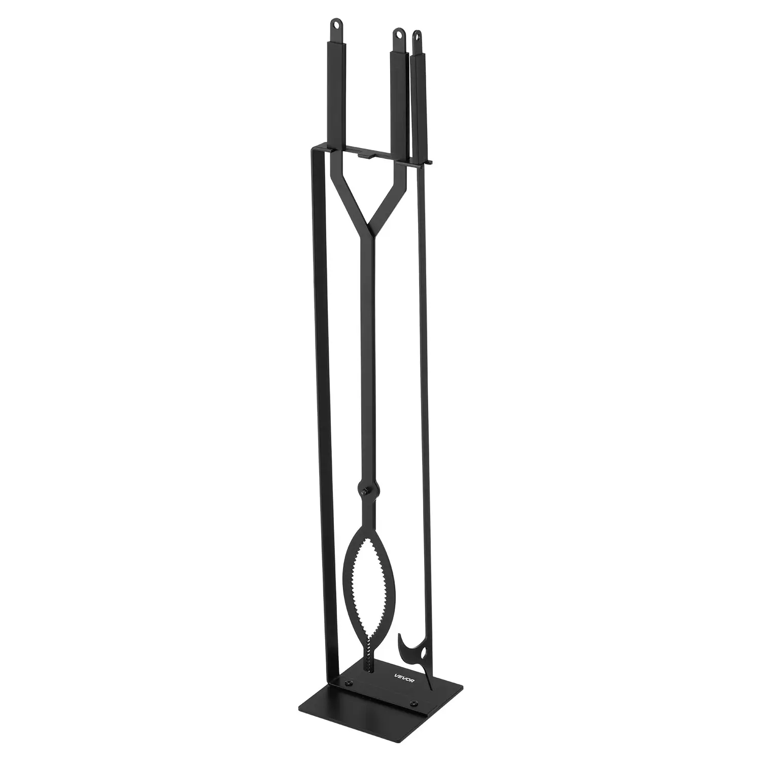 【Summerfinds】VEVOR Fireplace Tool Set,3 PCS Fire Tool Set and Holder with StandTongsFire Place PokerWrought Iron Fireplace Accessories for Campfire Backyard Bonfire Indoor/OutdoorBlackFire Pit Set, Fire Pit Set