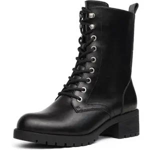 Lace-up Combat Boots Mid-calf Military Winter Boot for Women