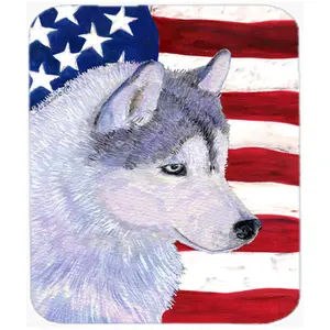 Carolines Treasures  Usa American Flag With Siberian Husky Mouse Pad- Hot Pad or Trivet