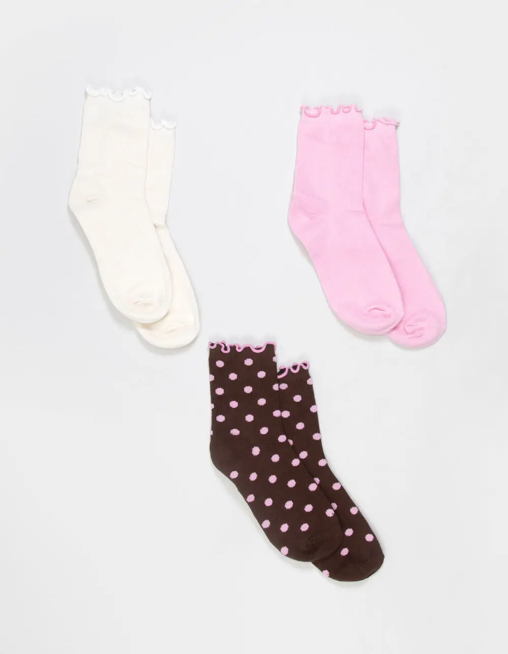 FULL TILT 3 Pack Womens Ruffle Socks, Pink Combo