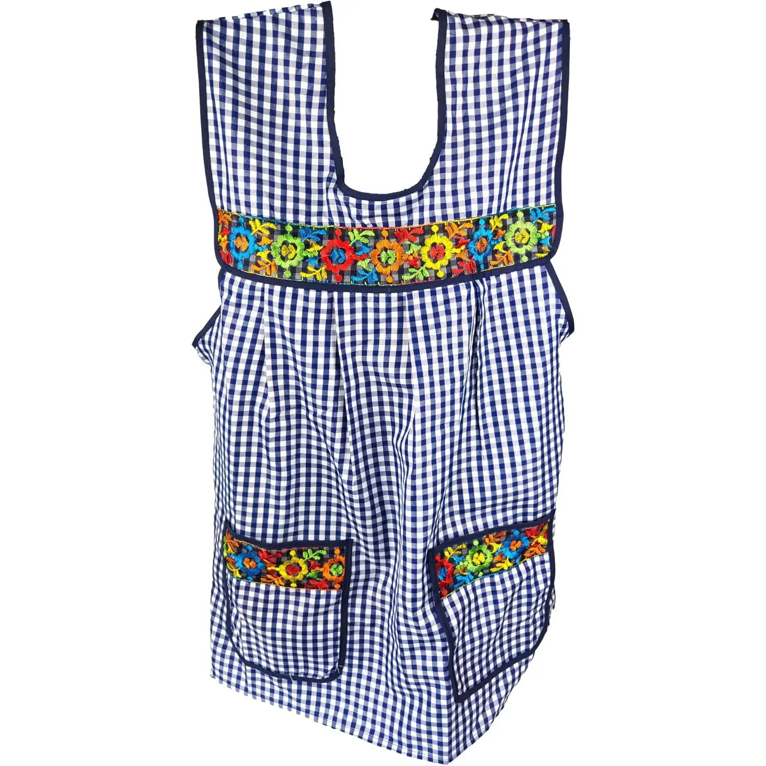 Women's Traditional Mexican Kitchen Cooking Apron, 1 Size Fit, Beautiful Flower Embroidery, With Pockets - Mandiles para mujer mexicanos mandil, Kitchen Cooking Aprons, One Size Fit