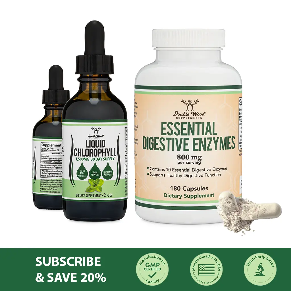 Ultimate Cleanse Bundle | Liquid Chlorophyll + Essential Digestive Enzymes | Double Wood Supplements