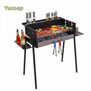 YUCOAP Foldable Metal BBQ Grill, 3-Speed Adjustable, Windproof Large Camping Barbecue Stove, Perfect For Holiday & Independence Day Party Barbecue