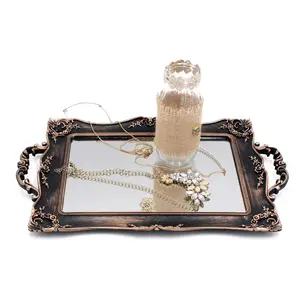 Vintage Decorative Square Reflective Mirror Tray, Makeup Vanity Jewelry Holder, Square Shape, 9.5 Inches Wide X 14.5 Inches, Elegant Design