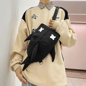Stylish And Casual Single-Shoulder Backpack That Can Also Be Worn As a Double-Shoulder Bag, Perfect for Couples. This Trendy Shark-Themed Backpack Is Suitable for High School And College Freshmen, Ideal for Travel . SpringStatements