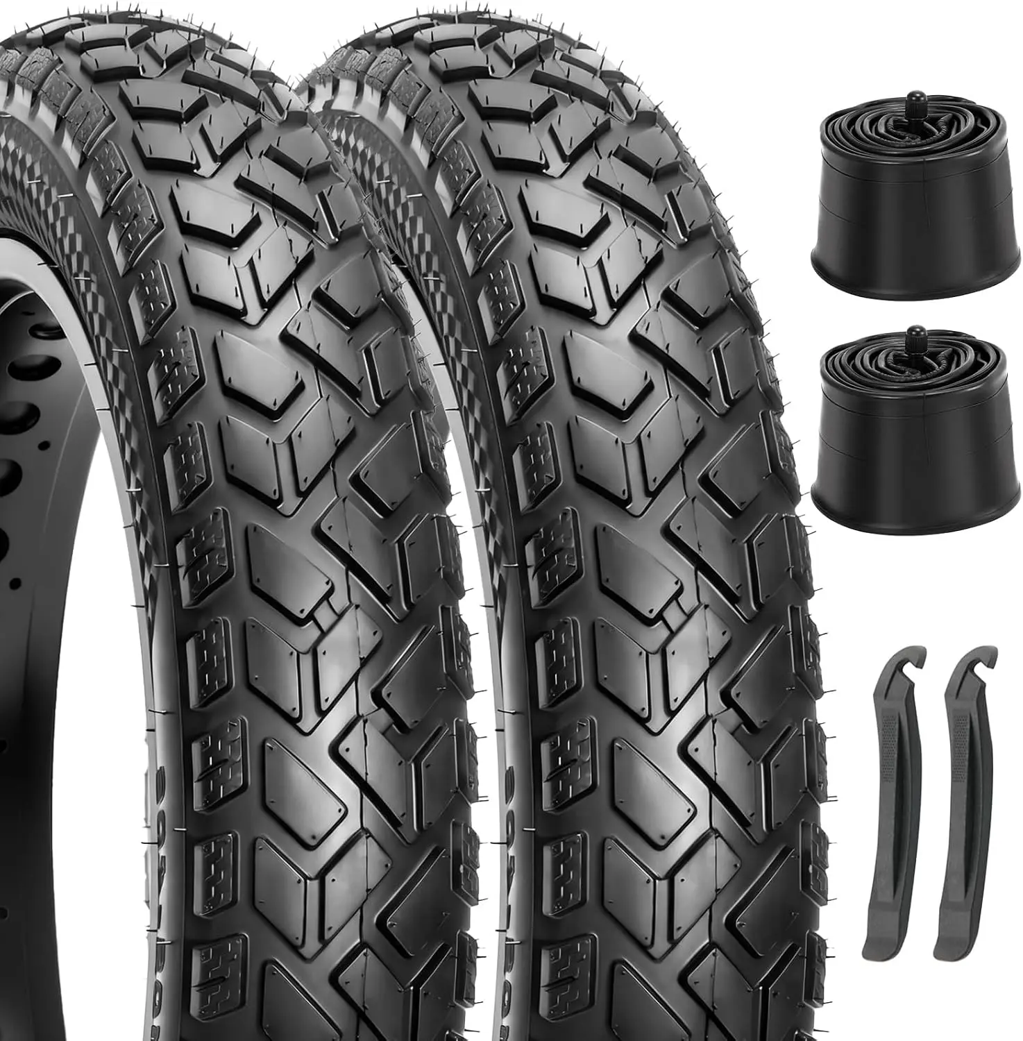 Hycline Fat Bike Tire, 20x4.0/26x4.0 Inch Folding Replacement Bicycle Tire, Directional Block All-Terrain Tread, Heavy Duty Wear-Resistant Tire for E-Bike, Snow, Sand, Gravel & Trail Riding
