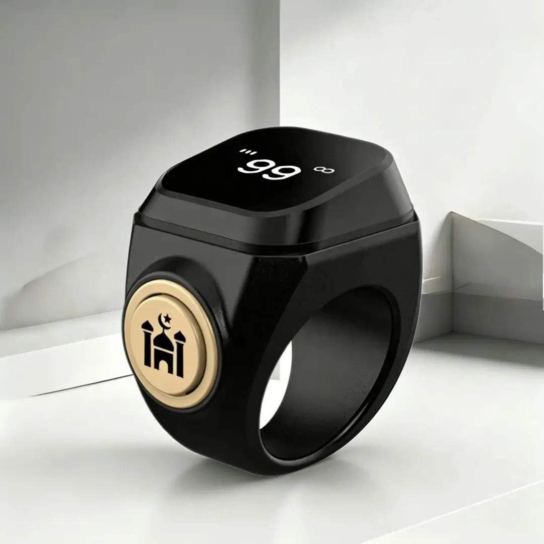 Smart Prayer Bead Counter Ring, Tasbih Counter, Tasbeeh Counter, Simple Modern Islamic Style, 33/99 Vibration Alerts, APP Sync, Daily Dhikr Prayer Use, Muslim Essentials