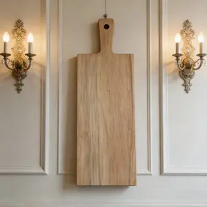 Wooden Chopping Board Tray with Handle, Includes Dish Brush and Cleaning Cloth, Kitchen Gadget for Cheese Bread Vegetables Fruits Picnic Bar Restaurant