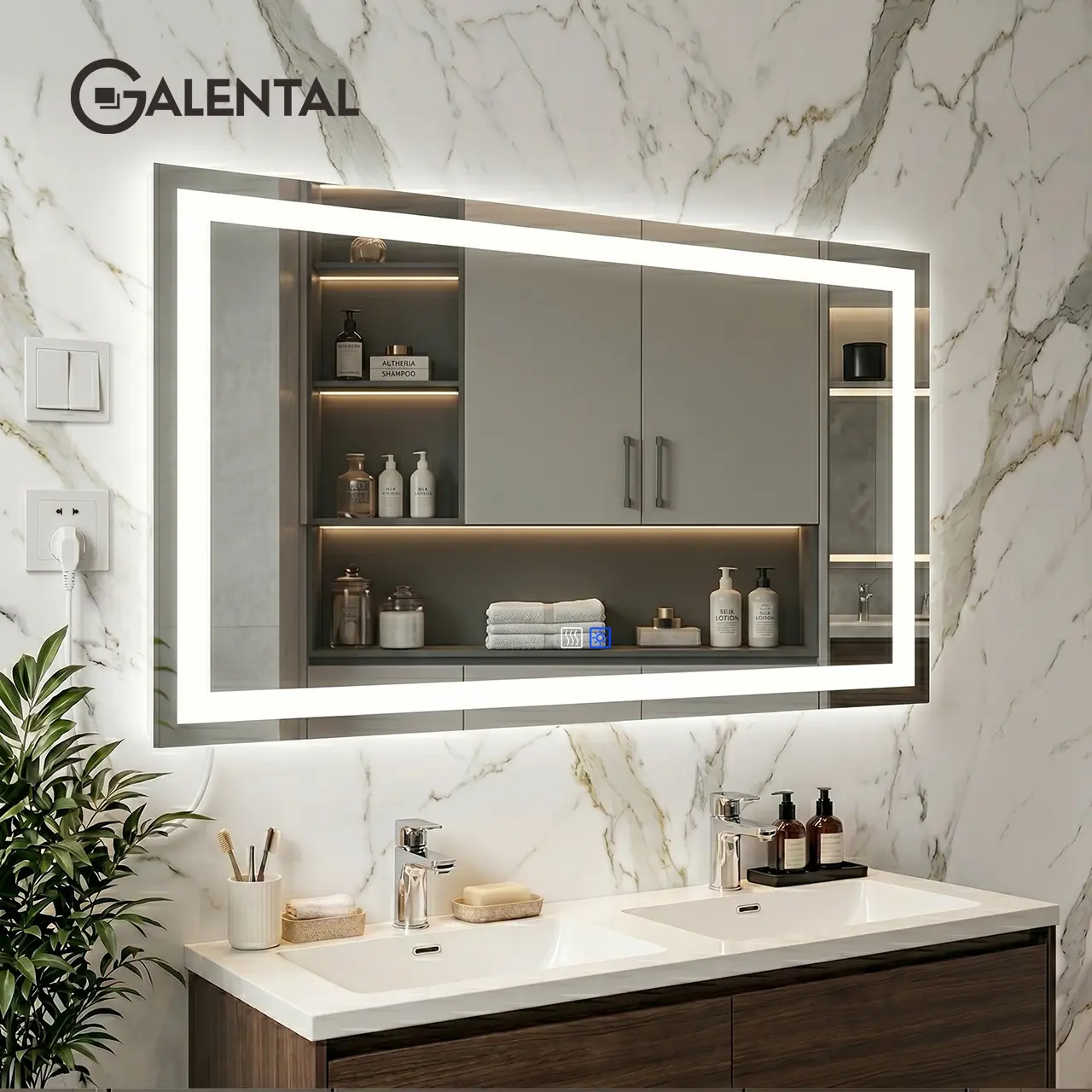 GALENTAL 72*36 Inch LED Bathroom Mirror with Lights Over Sink Dimmable Touch Control 3-Color Options Wall Mounted Defogging Memory Timing Tempered Glass Modern White Decor Home Interior, Dealsforyoudays