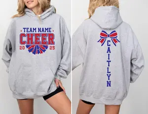 Custom Cheer Team Name Sweatshirt, Personalized Cheerleader Gift, Cheer Mom with Name Sweater, Cheer Competition Outfit, Mascot Sweatshirt
