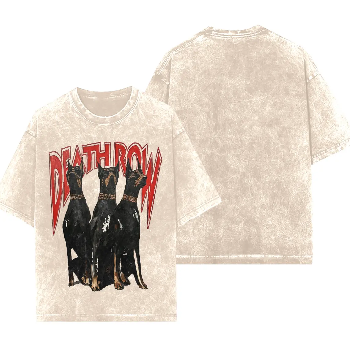 Vintage Acid Wash Death Row Doberman Tee | 90s Hip Hop Grunge Streetwear | Edgy Oversized Dog Graphic Unisex Vintage Graphic T-Shirt New buy funny t shirts online humorous tshirt men summer graphic tees Grunge Graphic Album T-Shirt