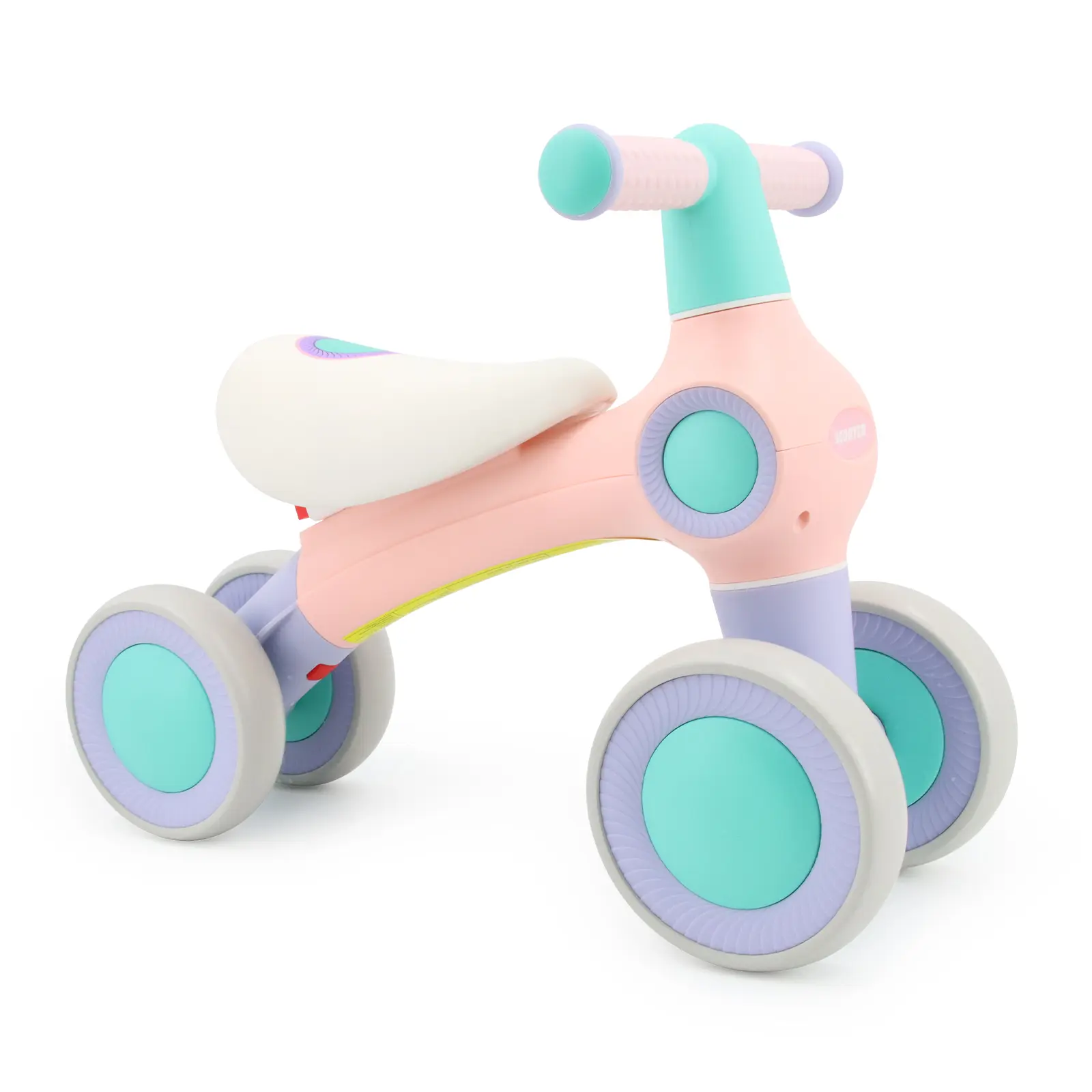 Unisex Classic Balance Bike for Toddlers 1-3, 4-Wheel Children's Bicycle with Anti-Tip Design, No-Pedal Toddler Walker, Silent Wheels, Lightweight Indoor/Outdoor Ride-On Toy, 1st Birthday Gift for Coordination & Balance Training, Childrens Bicycle, Four W