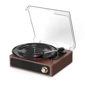 Record Player A4, Turntable, Record Player with 2 Stereo Speakers, Wireless 3-Speed 33/45/78RPM, Support Headphone Jack/AUX-IN/RCA-Out
