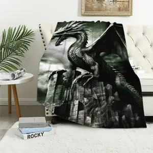 EastSmooth Silver Dragon Mink Plush Blanket Queen Size - Signature CollectionFather's Day Thanksgiving Halloween Valentine's Day Holiday GiftsFather's Day, Thanksgiving, Halloween, holiday gifts for family and friends