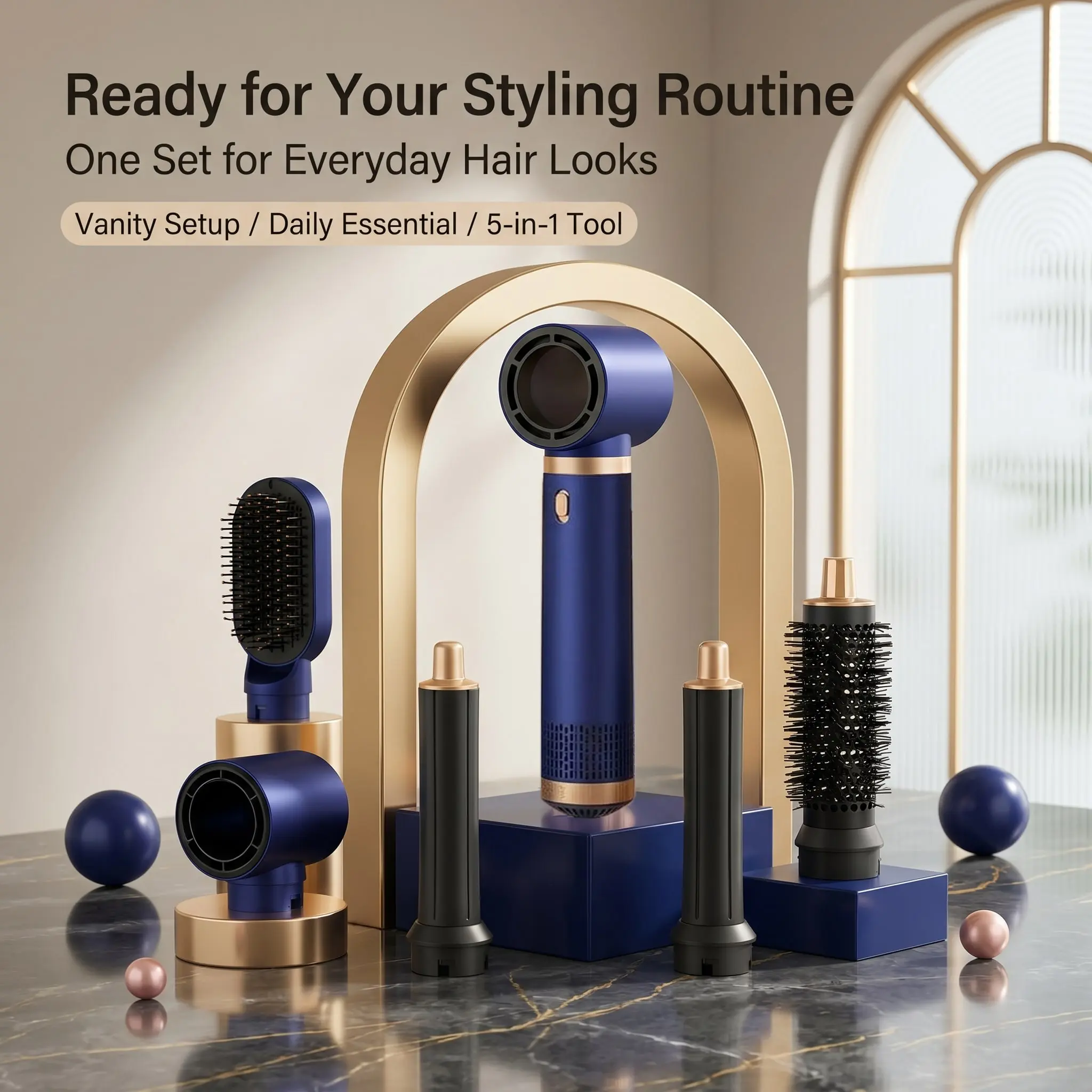 5-in-1 Hot Air Styler: 5 detachable heads, 3 temp modes, auto curl/wave/straight functions. Boosts hair volume, eliminates frizz. Ideal gift for Valentine’s, Epiphany, Carnival, St. Patrick’s & Presidents’ Day for home, travel, date nights and parties.