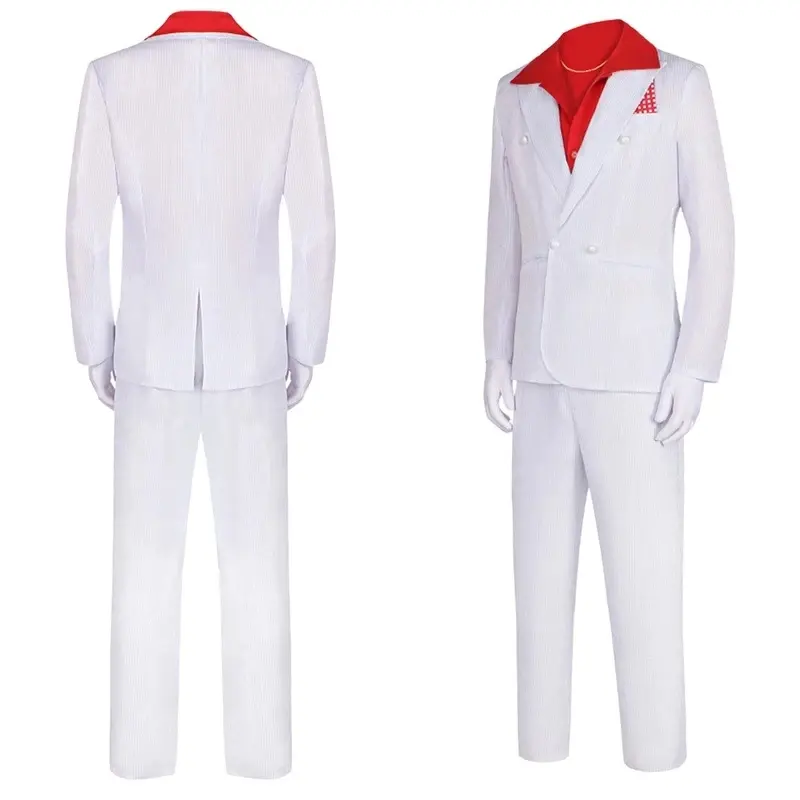 Cy1983 Movie Scarface Al Pacino Cosplay Men White Suit Red Shirt Costume Accessories Outfits Halloween Roleplay Men Carnival Par