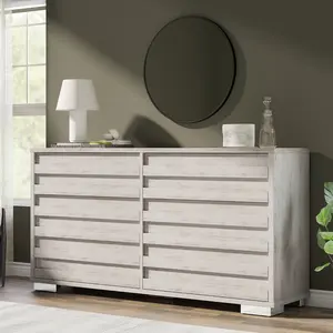 AMERLIFE 6 Drawers Dresser for Bedroom, 54" Wide Chest of Drawers with Slat Handle, Modern Wooden Dresser for Bedroom, Living Room