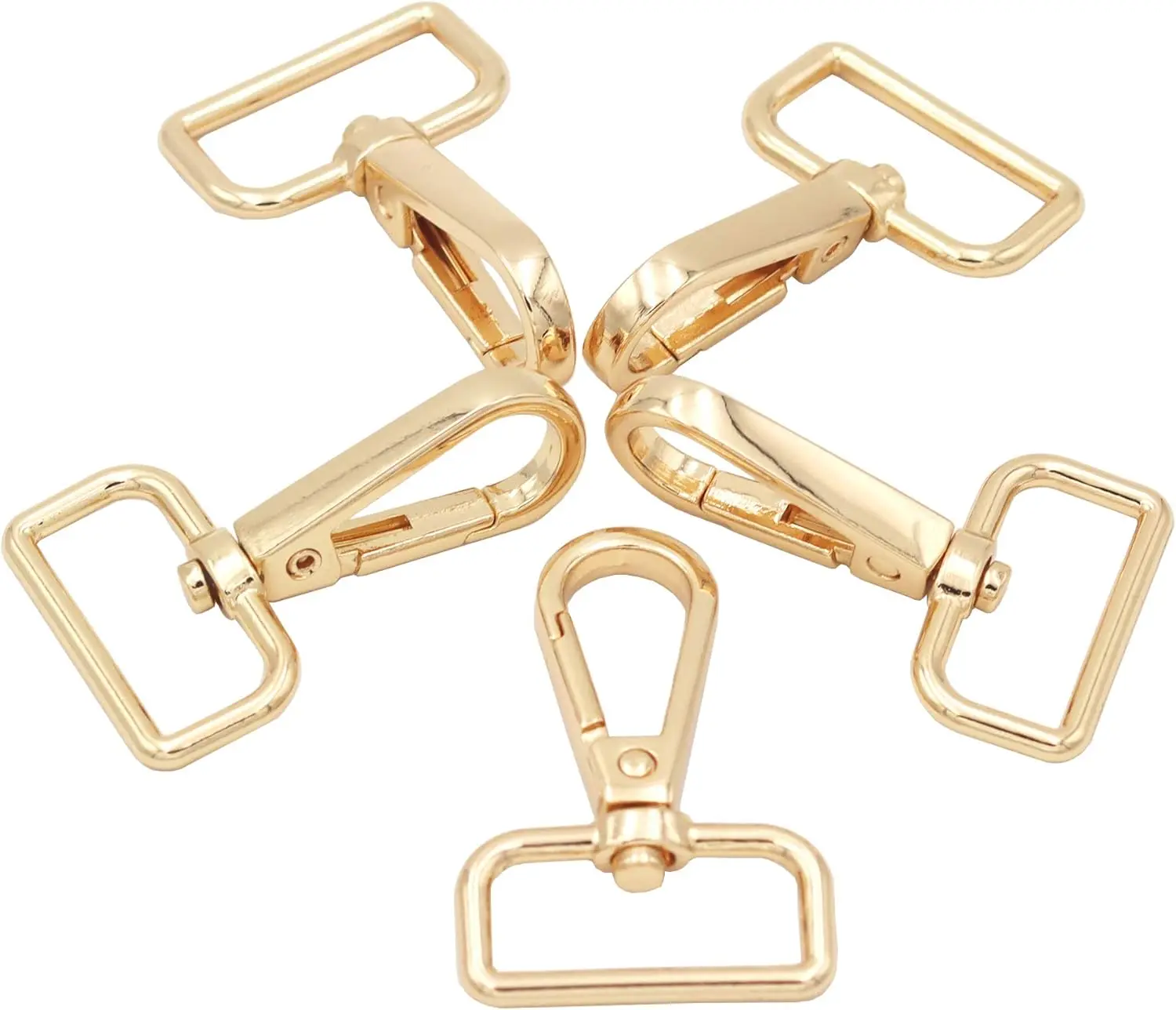15-Count Anti-Corrosion D-Ring Swivel Lobster Claw Clasps - 1-Inch Push Gate Swivel Snap Hooks Trigger Clips for Tote Bags, Hammocks, Sewing & DIY Craft Projects